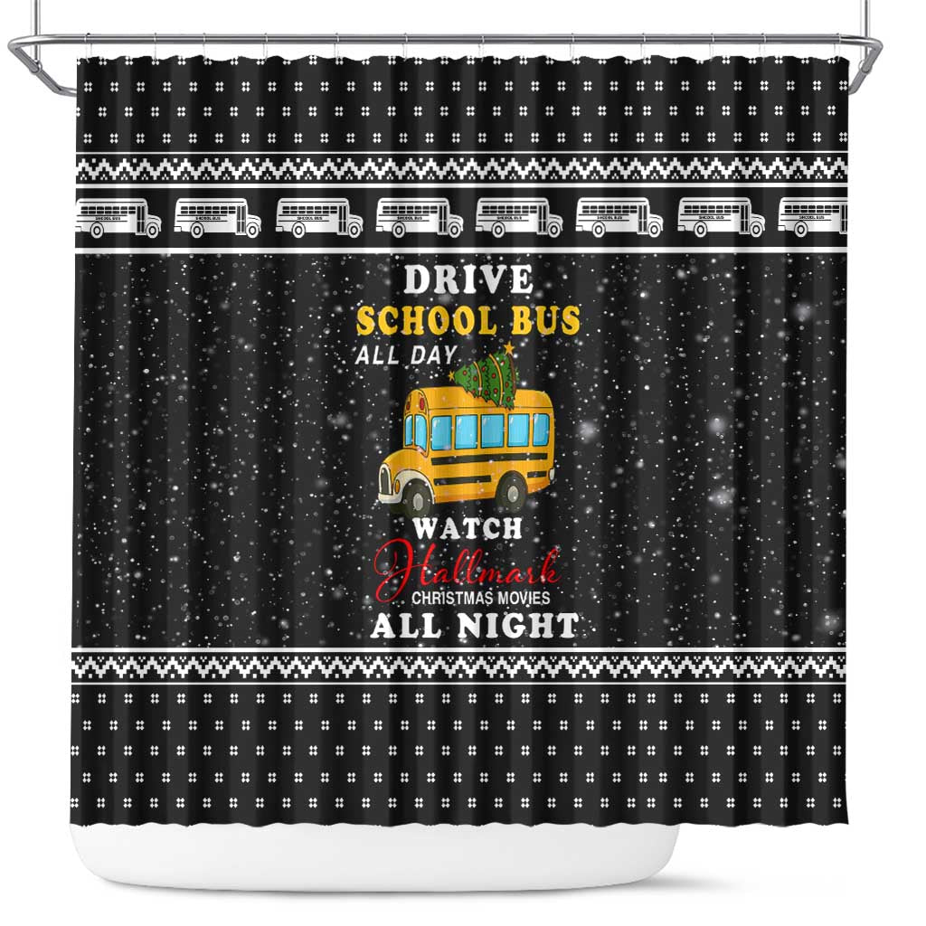 School Bus All Day Christmas Shower Curtain Xmas Holiday Patterns - Wonder Print Shop