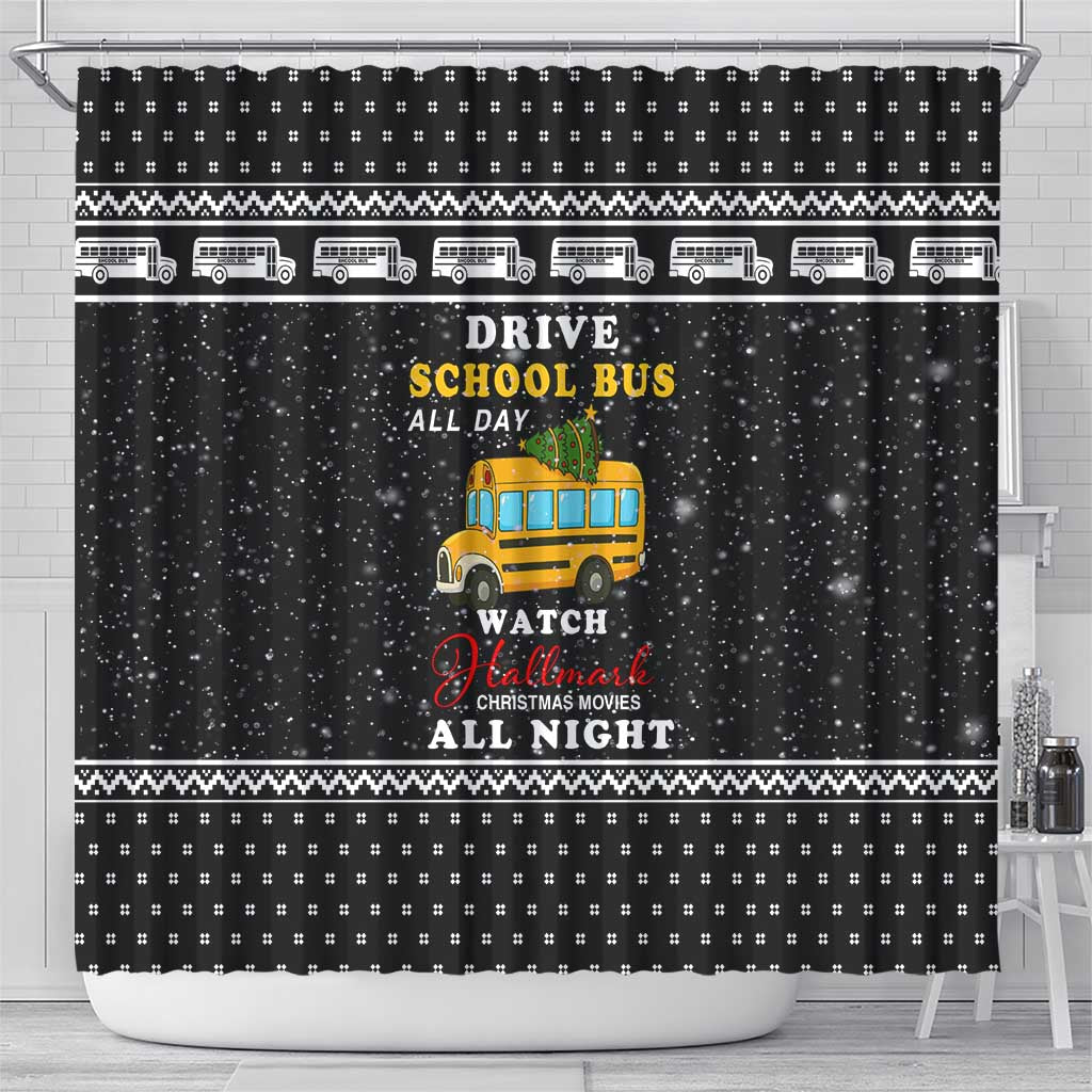 School Bus All Day Christmas Shower Curtain Xmas Holiday Patterns - Wonder Print Shop