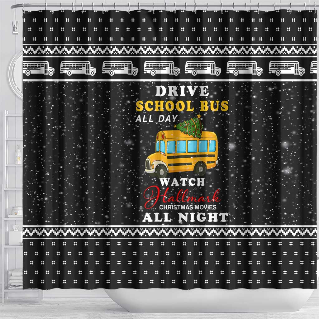 School Bus All Day Christmas Shower Curtain Xmas Holiday Patterns - Wonder Print Shop