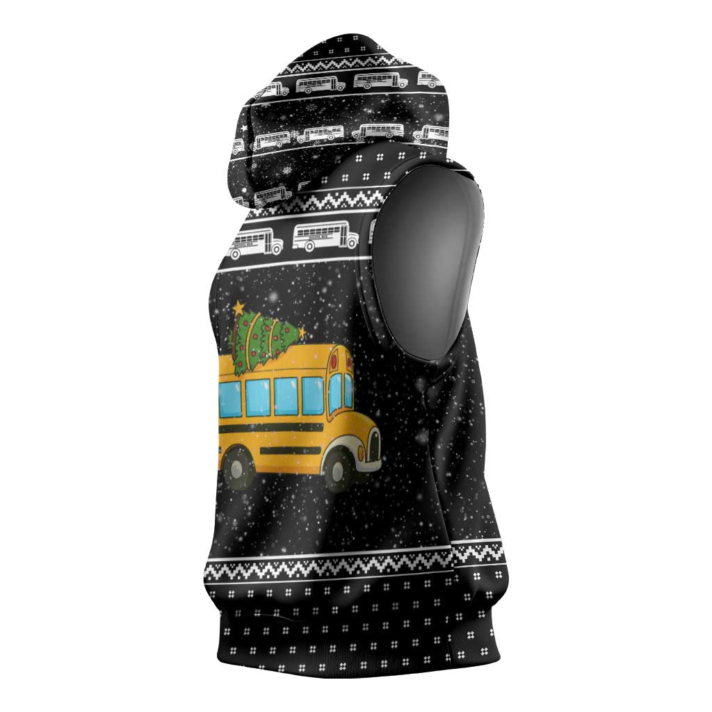 School Bus All Day Christmas Sleeveless Hoodie Xmas Holiday Patterns - Wonder Print Shop