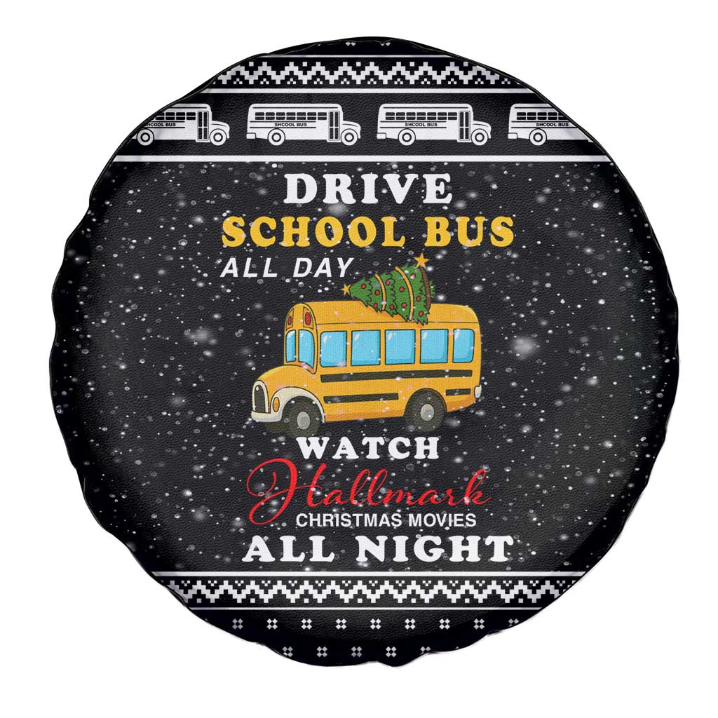 School Bus All Day Christmas Spare Tire Cover Xmas Holiday Patterns - Wonder Print Shop