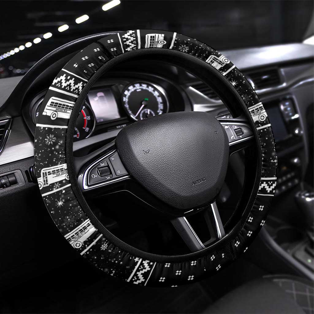 School Bus All Day Christmas Steering Wheel Cover Xmas Holiday Patterns - Wonder Print Shop