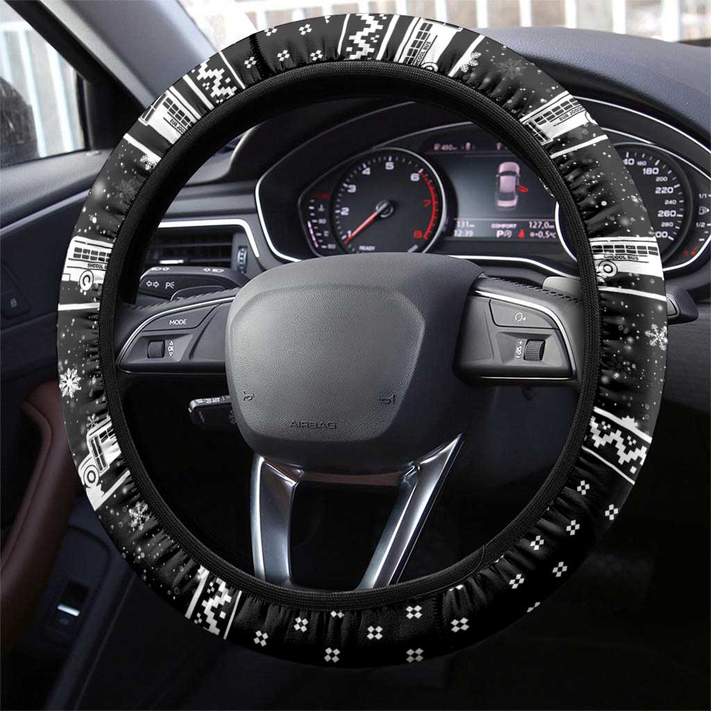 School Bus All Day Christmas Steering Wheel Cover Xmas Holiday Patterns - Wonder Print Shop