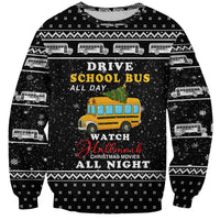 School Bus All Day Christmas Sweatshirt Xmas Holiday Patterns - Wonder Print Shop