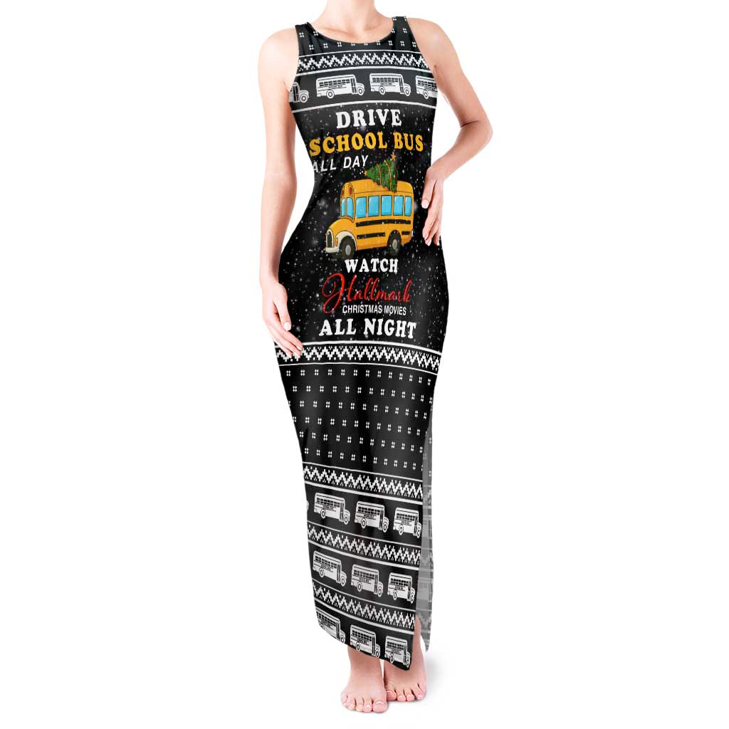 School Bus All Day Christmas Tank Maxi Dress Xmas Holiday Patterns - Wonder Print Shop