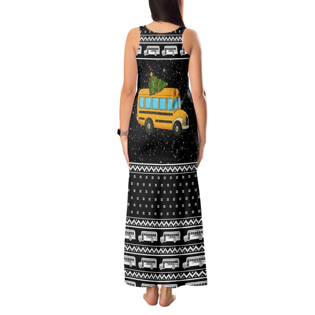 School Bus All Day Christmas Tank Maxi Dress Xmas Holiday Patterns - Wonder Print Shop