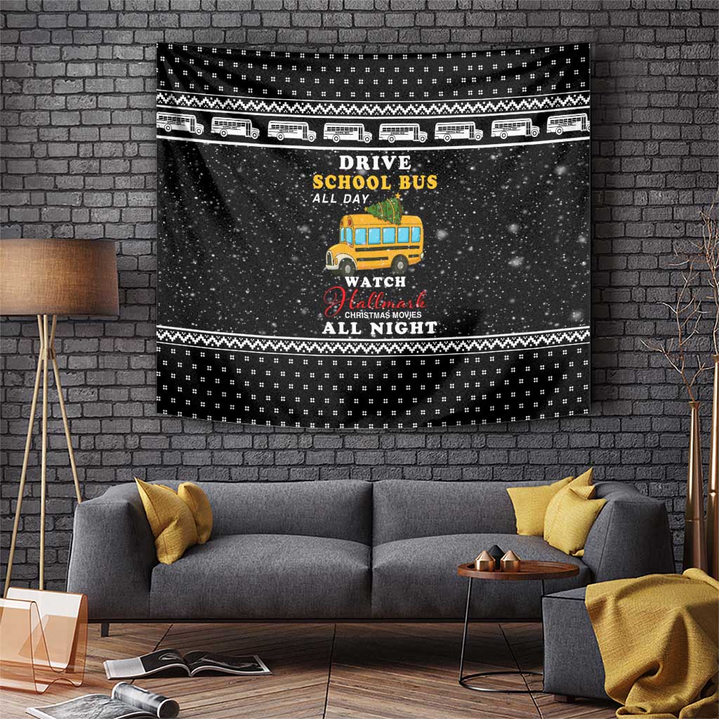 School Bus All Day Christmas Tapestry Xmas Holiday Patterns - Wonder Print Shop