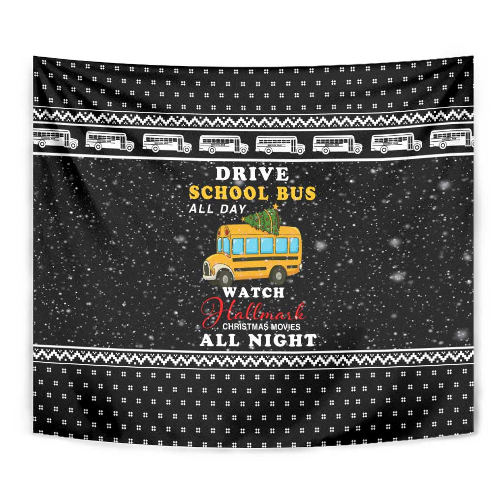 School Bus All Day Christmas Tapestry Xmas Holiday Patterns - Wonder Print Shop