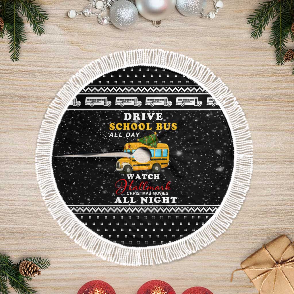 School Bus All Day Christmas Tree Skirt Xmas Holiday Patterns - Wonder Print Shop