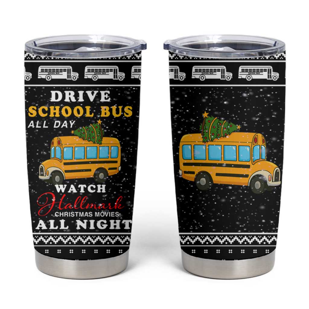 School Bus All Day Christmas Tumbler Cup Xmas Holiday Patterns - Wonder Print Shop