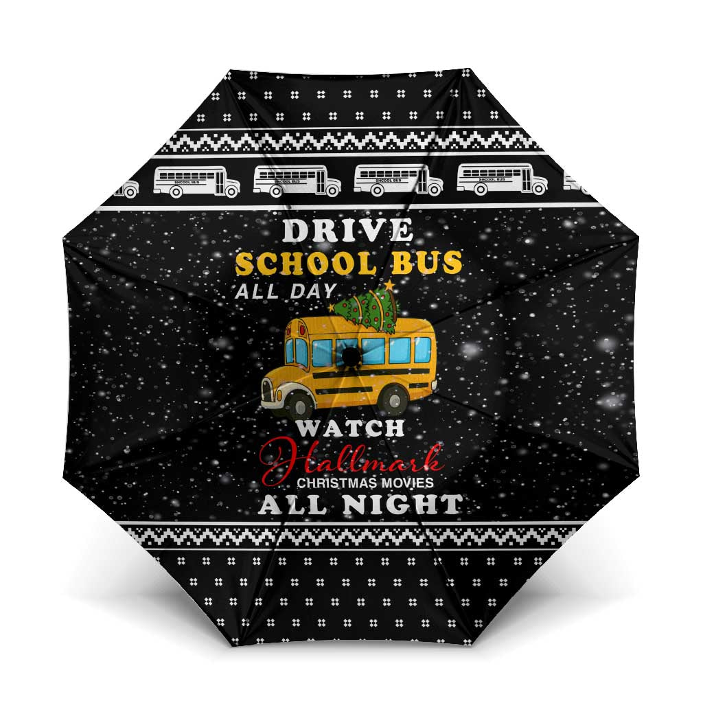 School Bus All Day Christmas Umbrella Xmas Holiday Patterns - Wonder Print Shop