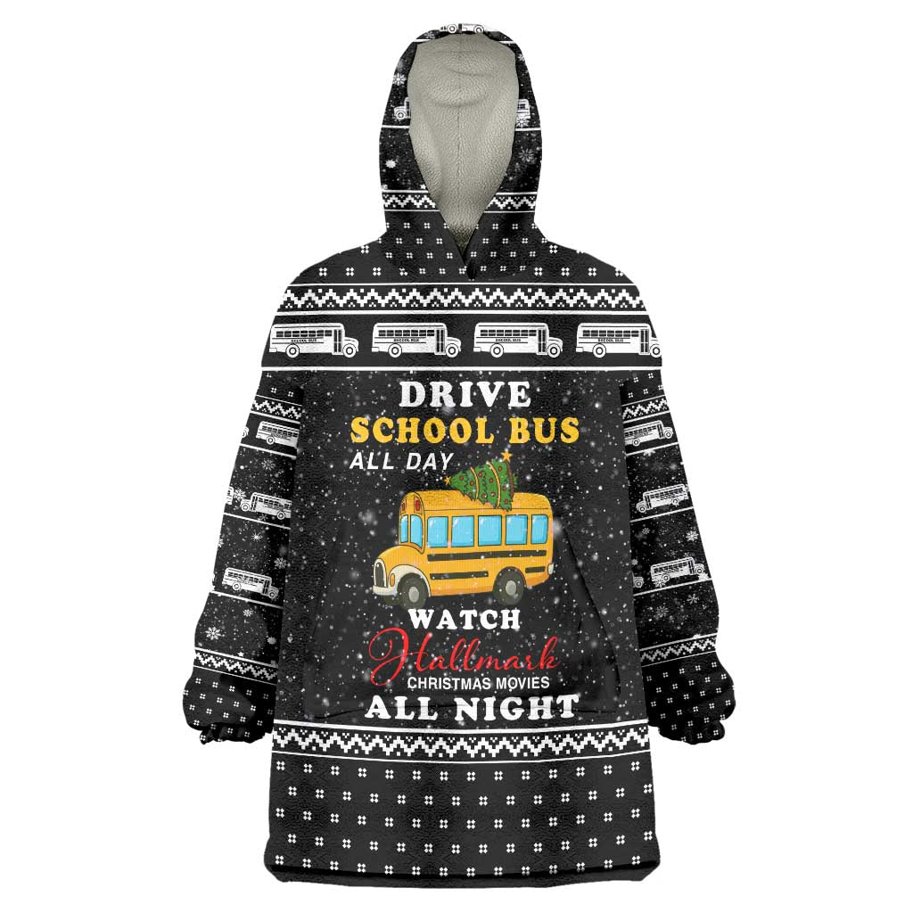 School Bus All Day Christmas Wearable Blanket Hoodie Xmas Holiday Patterns - Wonder Print Shop