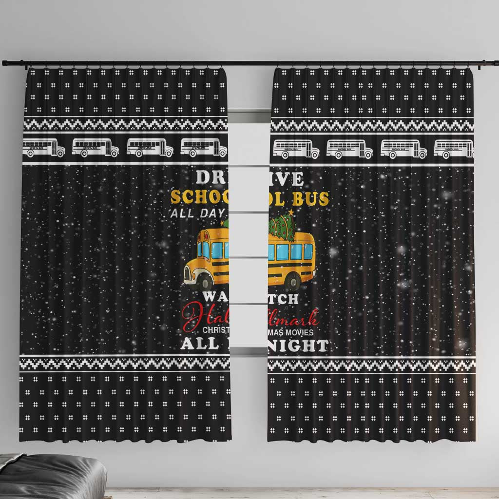 School Bus All Day Christmas Window Curtain Xmas Holiday Patterns - Wonder Print Shop