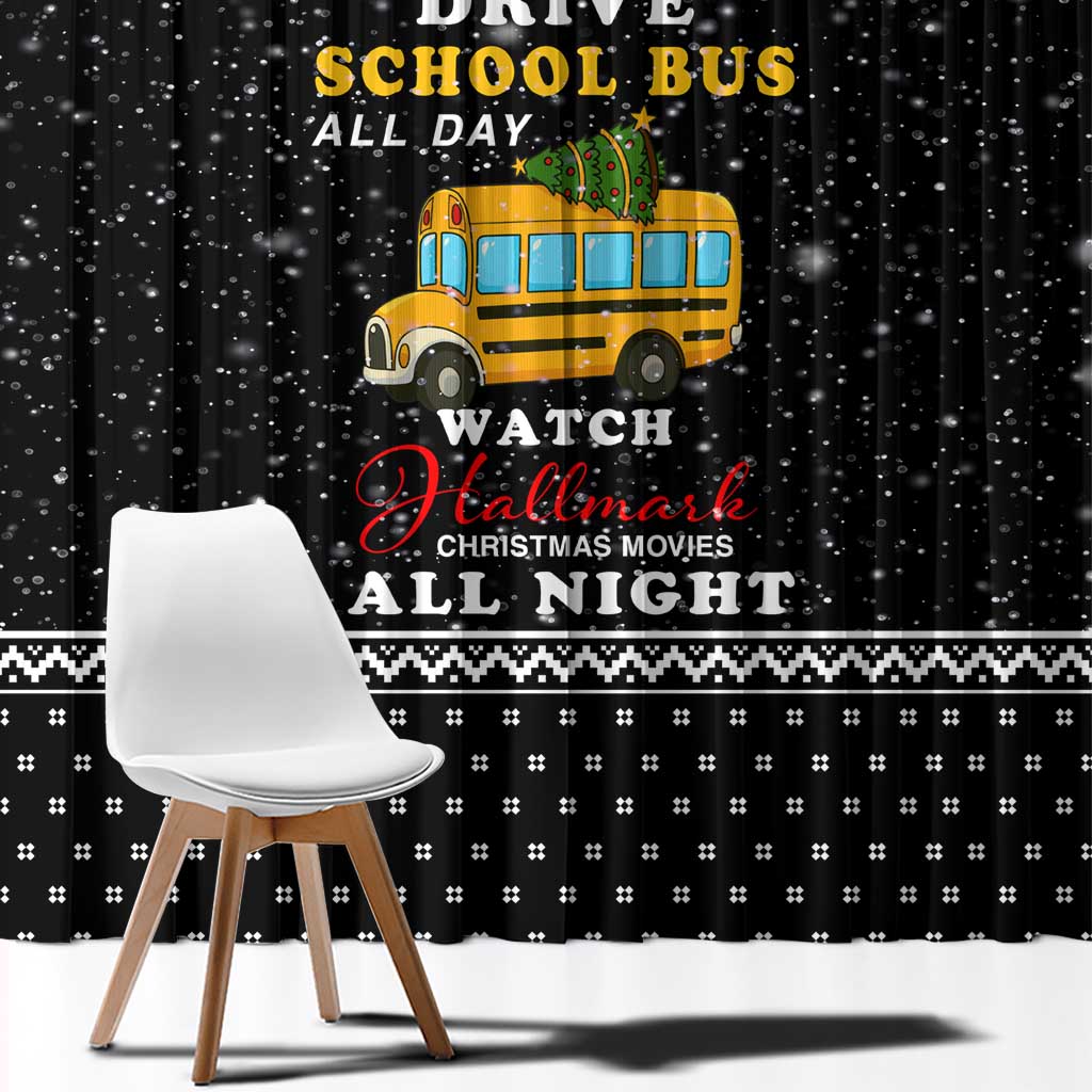 School Bus All Day Christmas Window Curtain Xmas Holiday Patterns - Wonder Print Shop