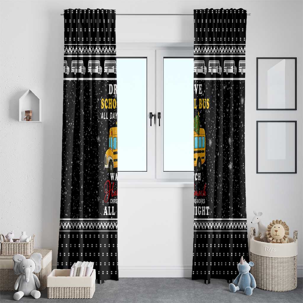 School Bus All Day Christmas Window Curtain Xmas Holiday Patterns - Wonder Print Shop