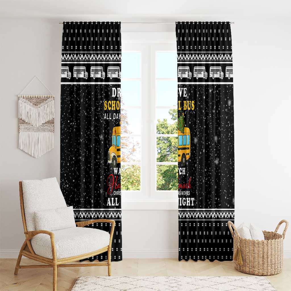 School Bus All Day Christmas Window Curtain Xmas Holiday Patterns - Wonder Print Shop