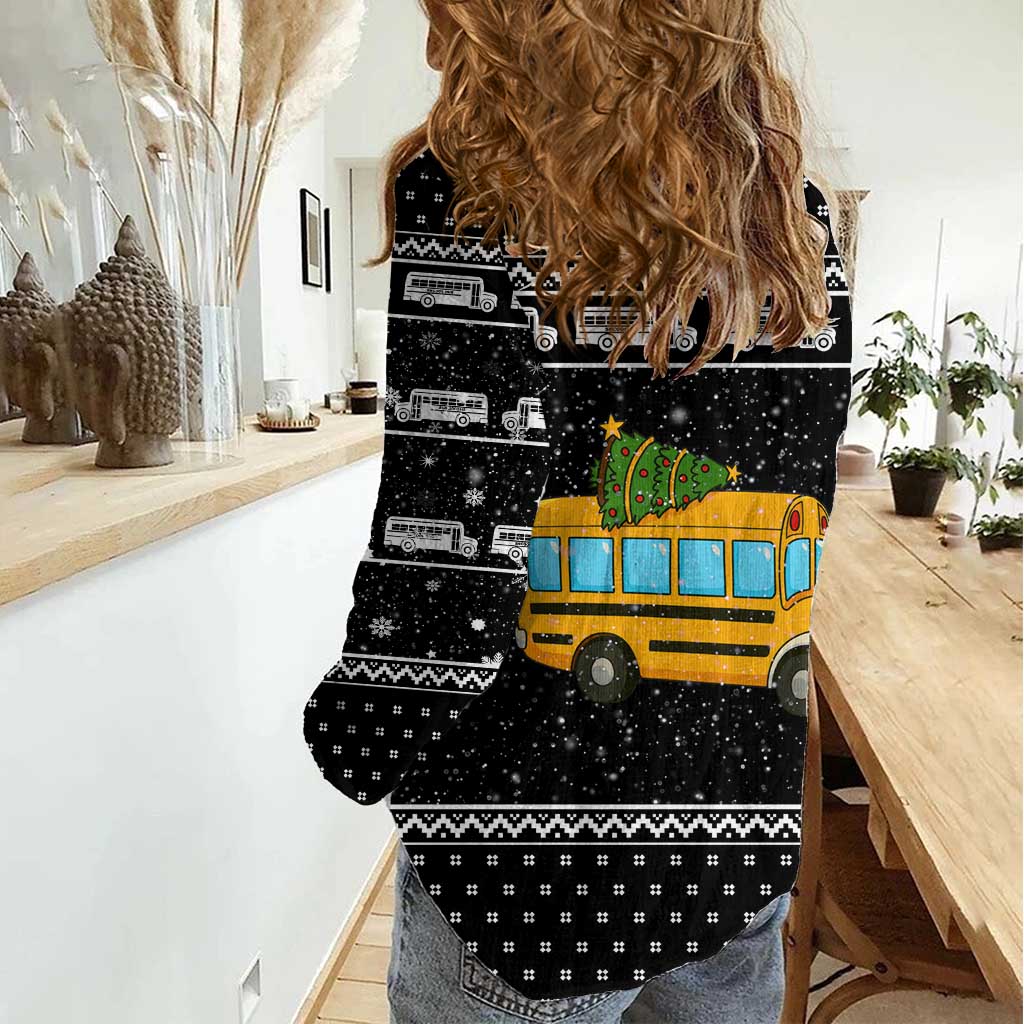 School Bus All Day Christmas Women Casual Shirt Xmas Holiday Patterns - Wonder Print Shop