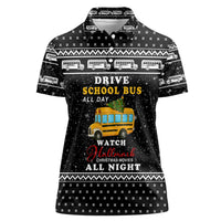 School Bus All Day Christmas Women Polo Shirt Xmas Holiday Patterns - Wonder Print Shop