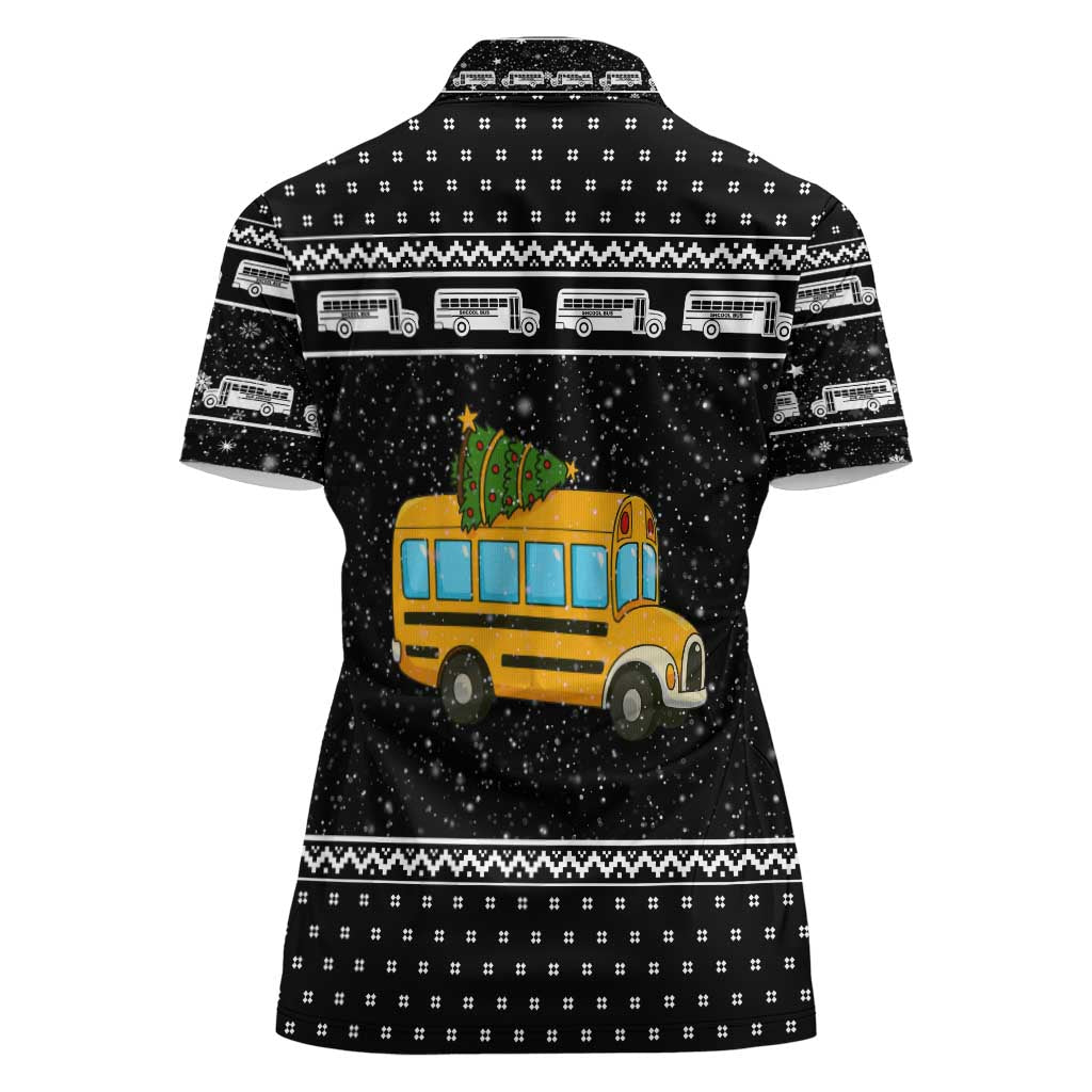 School Bus All Day Christmas Women Polo Shirt Xmas Holiday Patterns - Wonder Print Shop