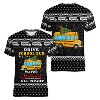 School Bus All Day Christmas Women V-Neck T-Shirt Xmas Holiday Patterns - Wonder Print Shop