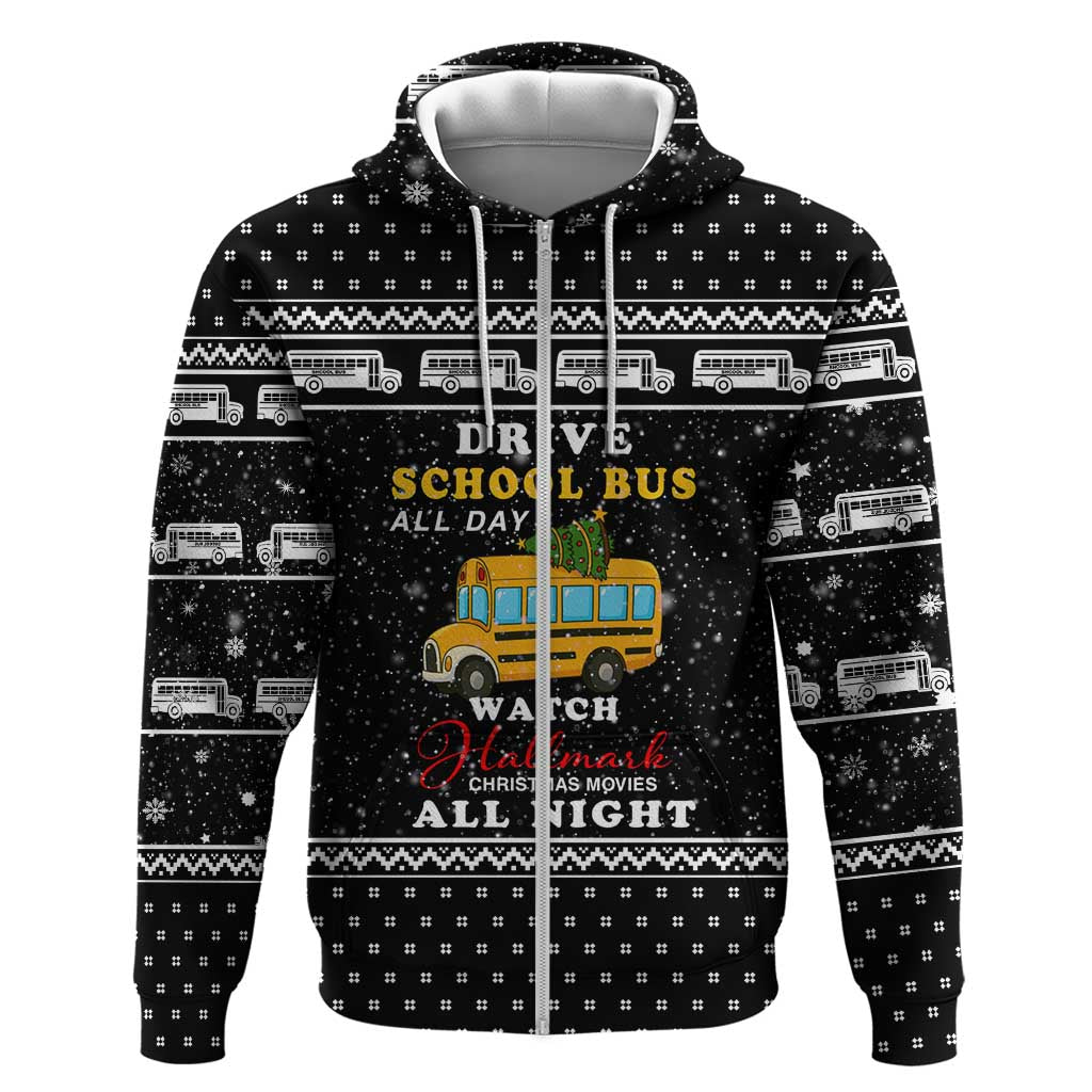 School Bus All Day Christmas Zip Hoodie Xmas Holiday Patterns - Wonder Print Shop