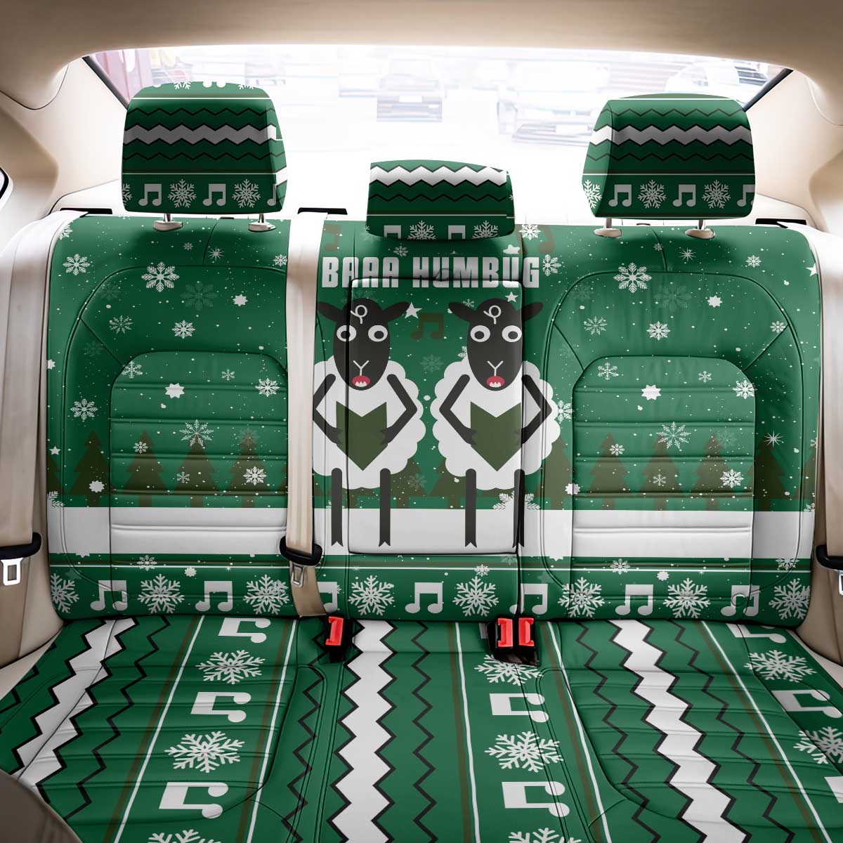 Sheep Baaa Humbug Christmas Back Car Seat Cover Xmas Holiday Patterns - Wonder Print Shop