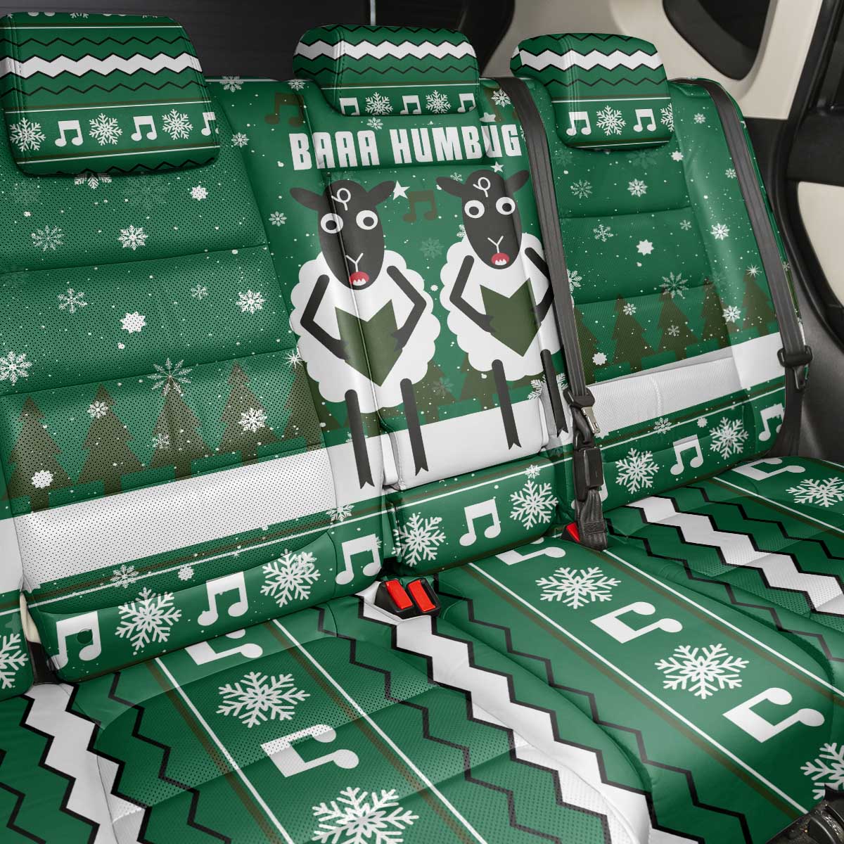 Sheep Baaa Humbug Christmas Back Car Seat Cover Xmas Holiday Patterns - Wonder Print Shop