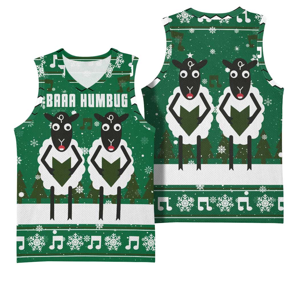 Sheep Baaa Humbug Christmas Basketball Jersey Xmas Holiday Patterns - Wonder Print Shop