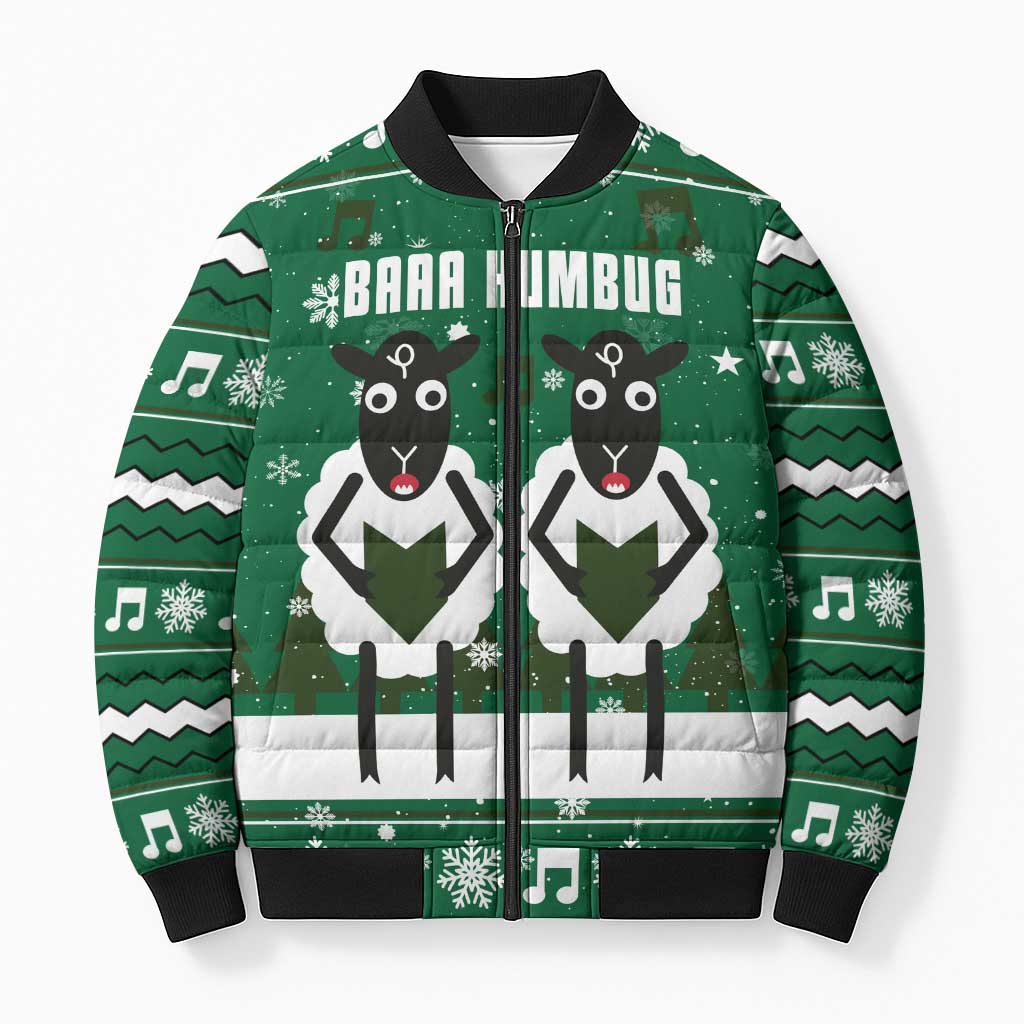 Sheep Baaa Humbug Christmas Bomber Puffer Jacket Xmas Holiday Patterns - Wonder Print Shop