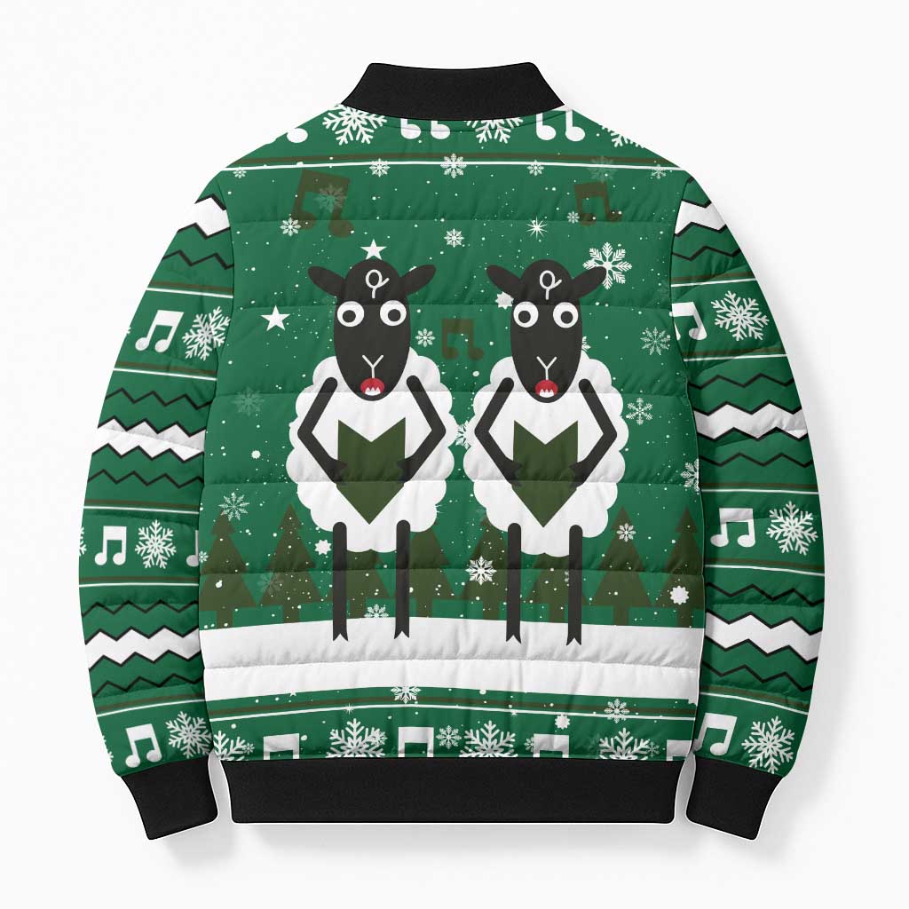 Sheep Baaa Humbug Christmas Bomber Puffer Jacket Xmas Holiday Patterns - Wonder Print Shop