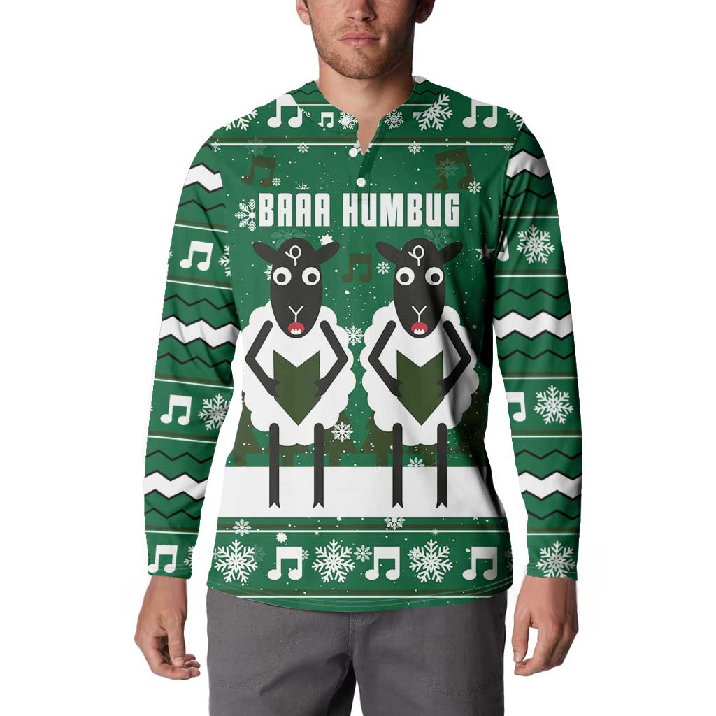 Sheep Baaa Humbug Christmas Button Sweatshirt Xmas Holiday Patterns - Wonder Print Shop