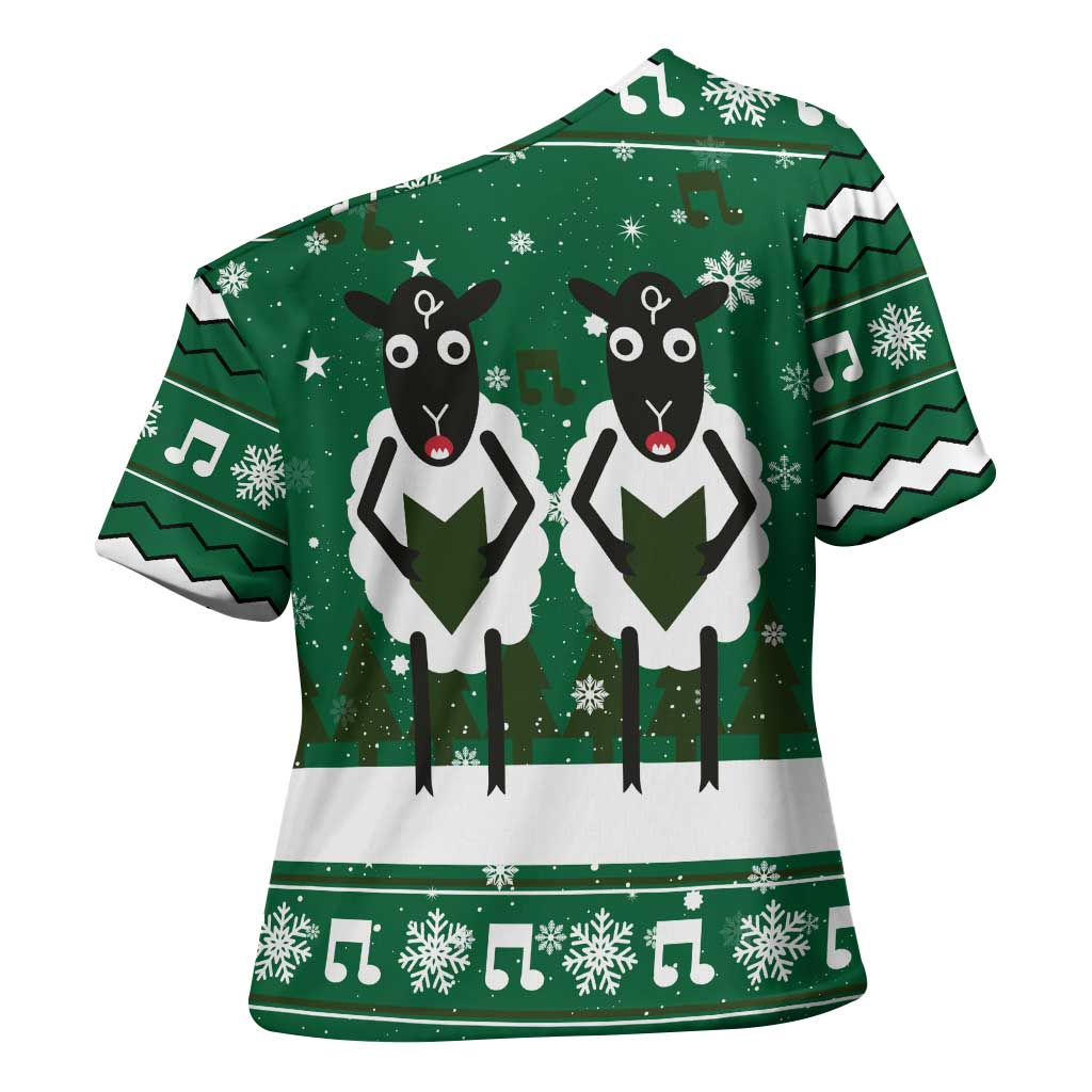 Sheep Baaa Humbug Christmas Cross Shoulder Shirt Xmas Holiday Patterns - Wonder Print Shop