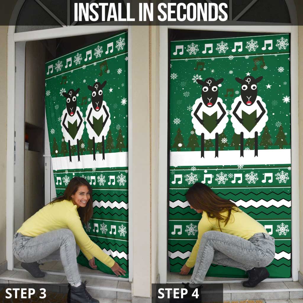 Sheep Baaa Humbug Christmas Door Cover Xmas Holiday Patterns - Wonder Print Shop