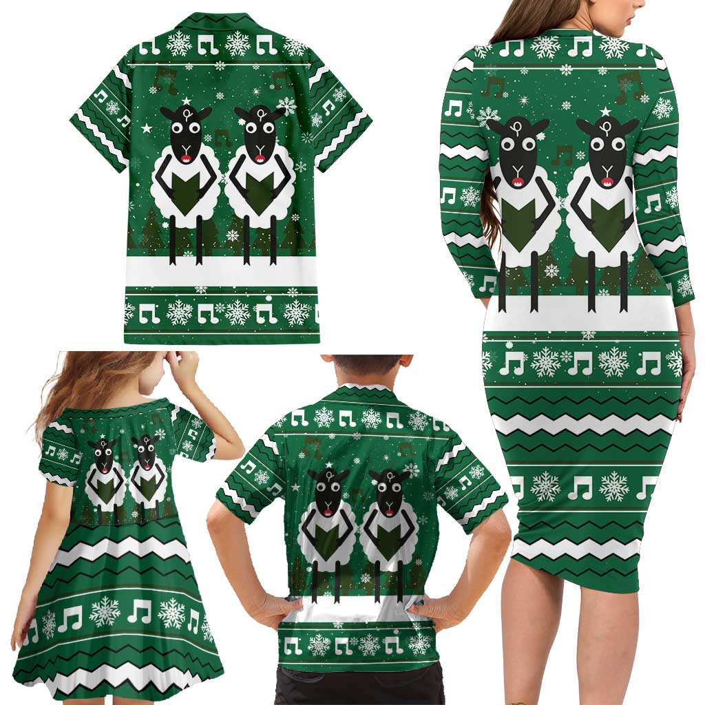 Sheep Baaa Humbug Christmas Family Matching Long Sleeve Bodycon Dress and Hawaiian Shirt Xmas Holiday Patterns - Wonder Print Shop