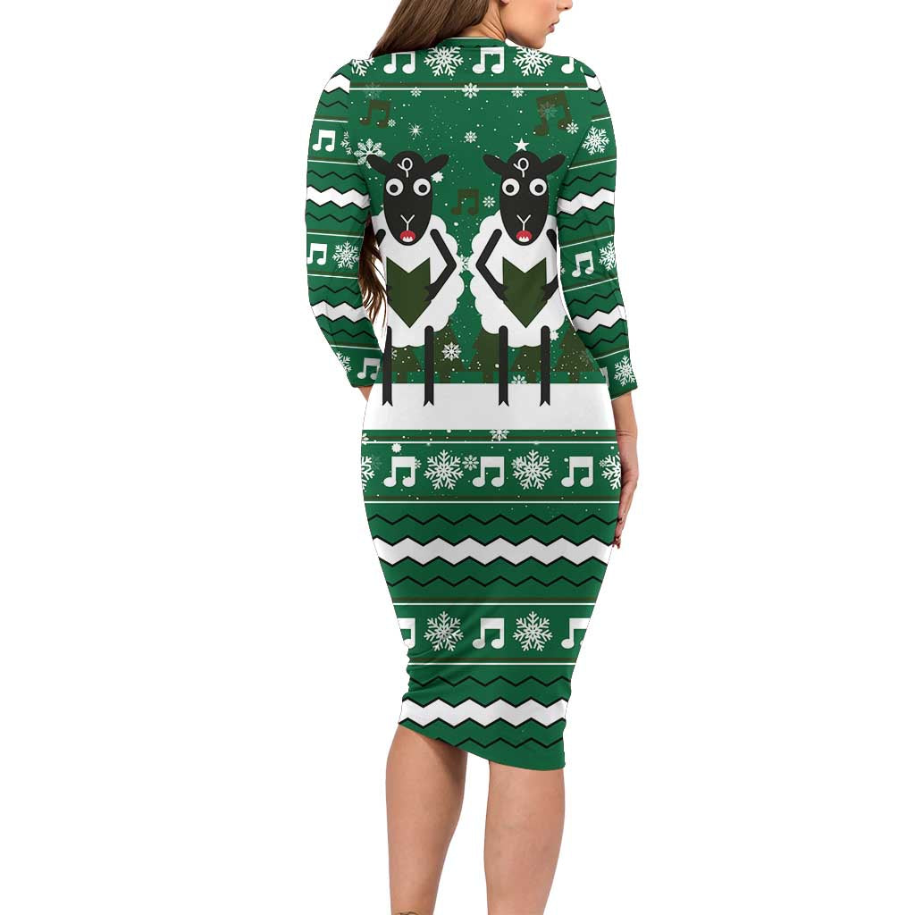 Sheep Baaa Humbug Christmas Family Matching Long Sleeve Bodycon Dress and Hawaiian Shirt Xmas Holiday Patterns - Wonder Print Shop