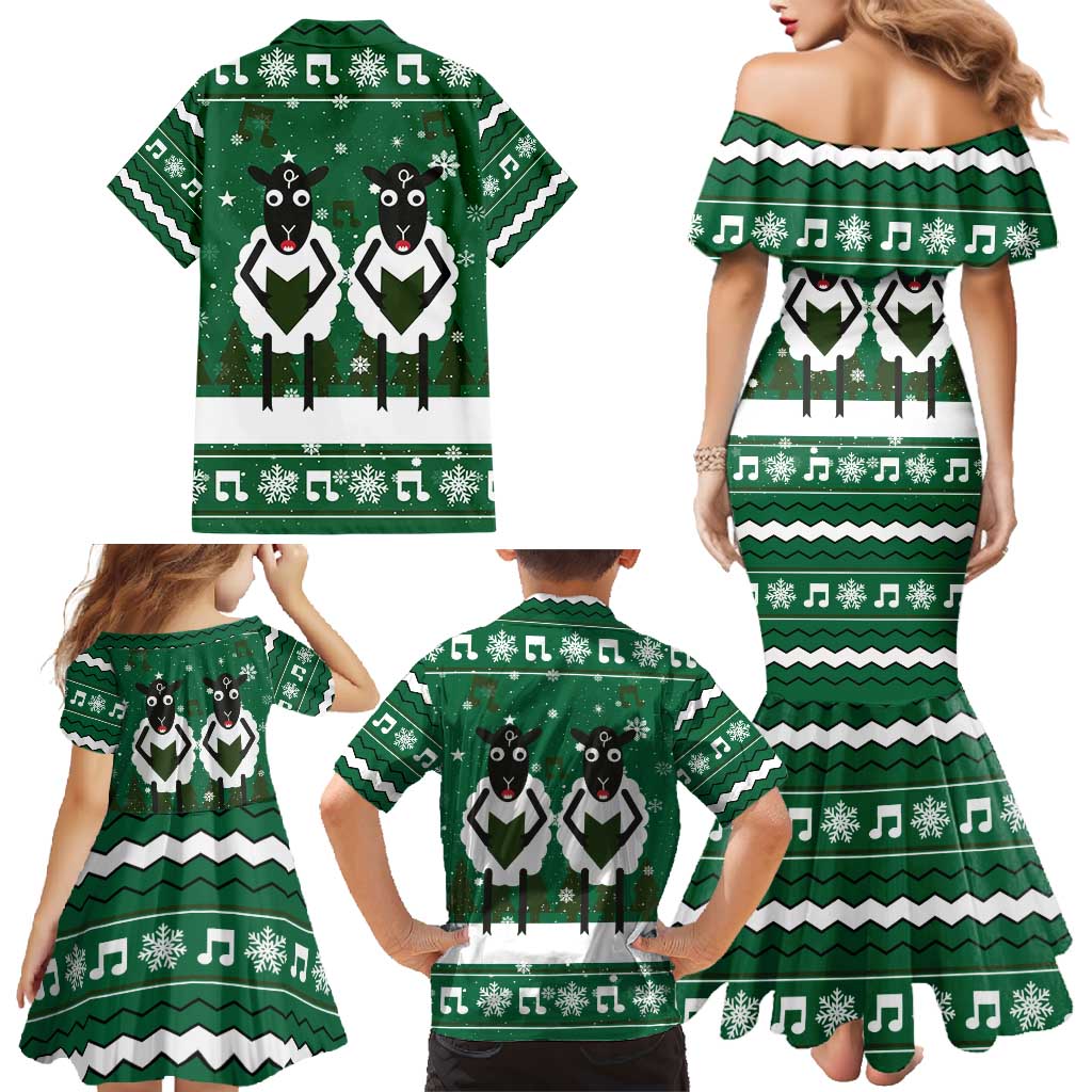 Sheep Baaa Humbug Christmas Family Matching Mermaid Dress and Hawaiian Shirt Xmas Holiday Patterns - Wonder Print Shop