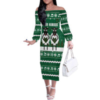Sheep Baaa Humbug Christmas Family Matching Off The Shoulder Long Sleeve Dress and Hawaiian Shirt Xmas Holiday Patterns - Wonder Print Shop