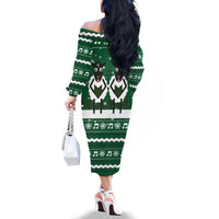 Sheep Baaa Humbug Christmas Family Matching Off The Shoulder Long Sleeve Dress and Hawaiian Shirt Xmas Holiday Patterns - Wonder Print Shop