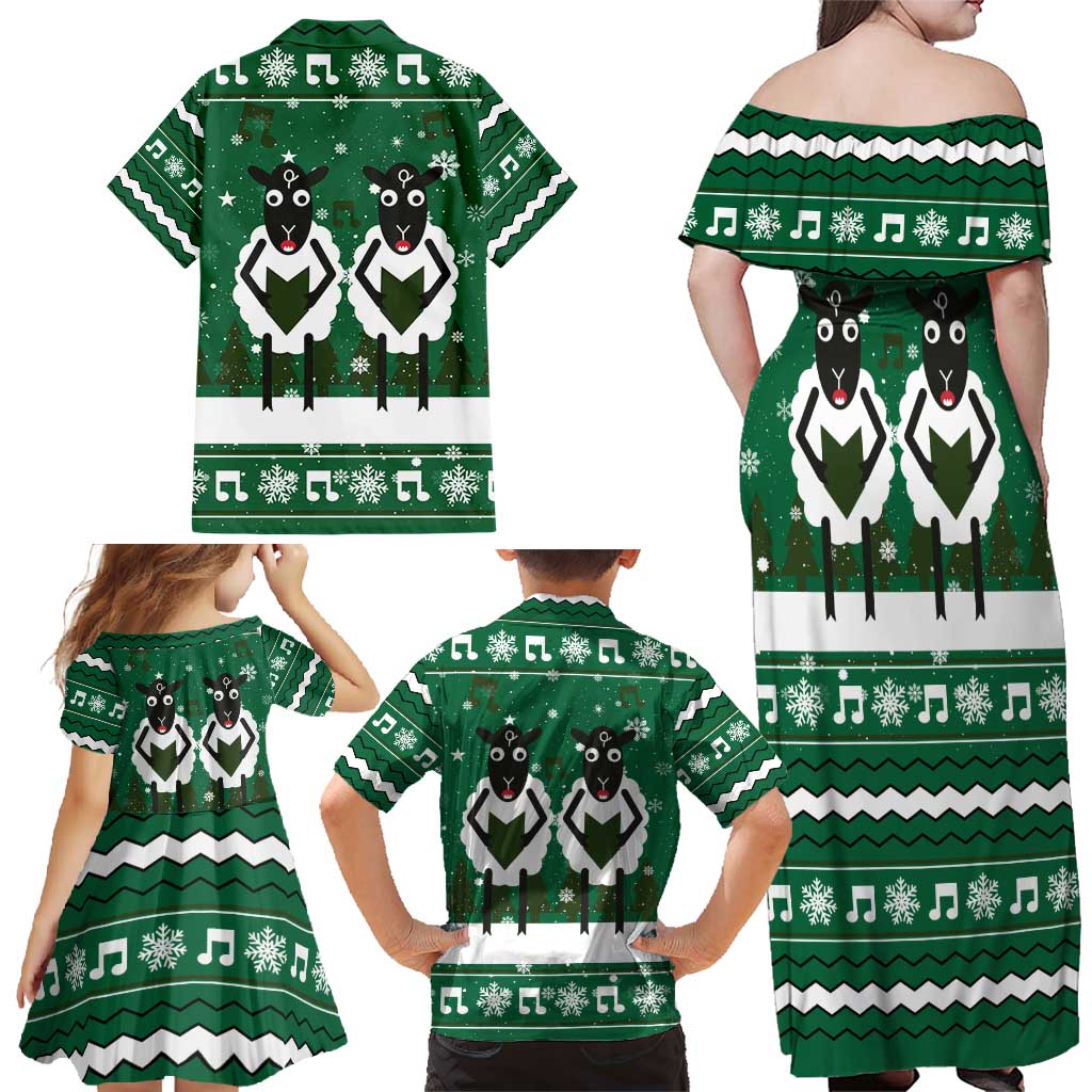 Sheep Baaa Humbug Christmas Family Matching Off Shoulder Maxi Dress and Hawaiian Shirt Xmas Holiday Patterns - Wonder Print Shop