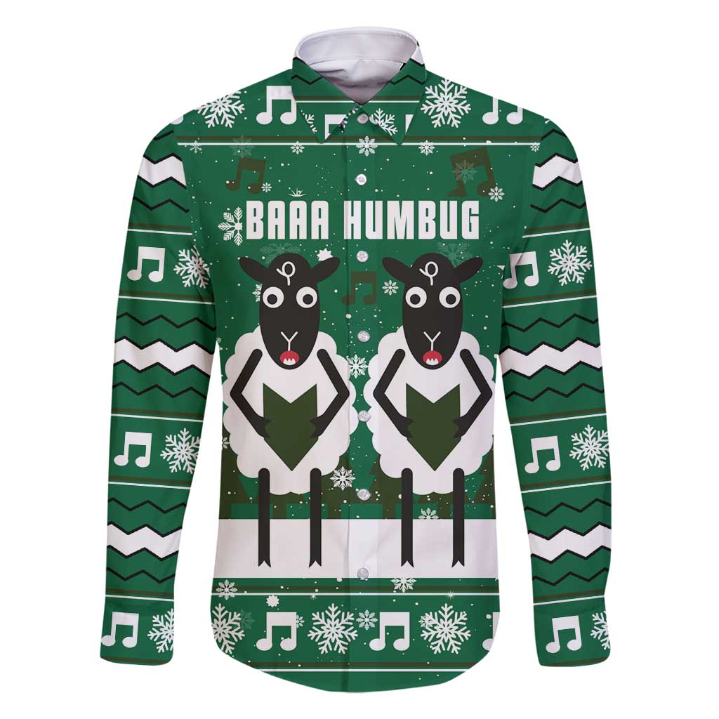 Sheep Baaa Humbug Christmas Family Matching Off Shoulder Maxi Dress and Hawaiian Shirt Xmas Holiday Patterns - Wonder Print Shop