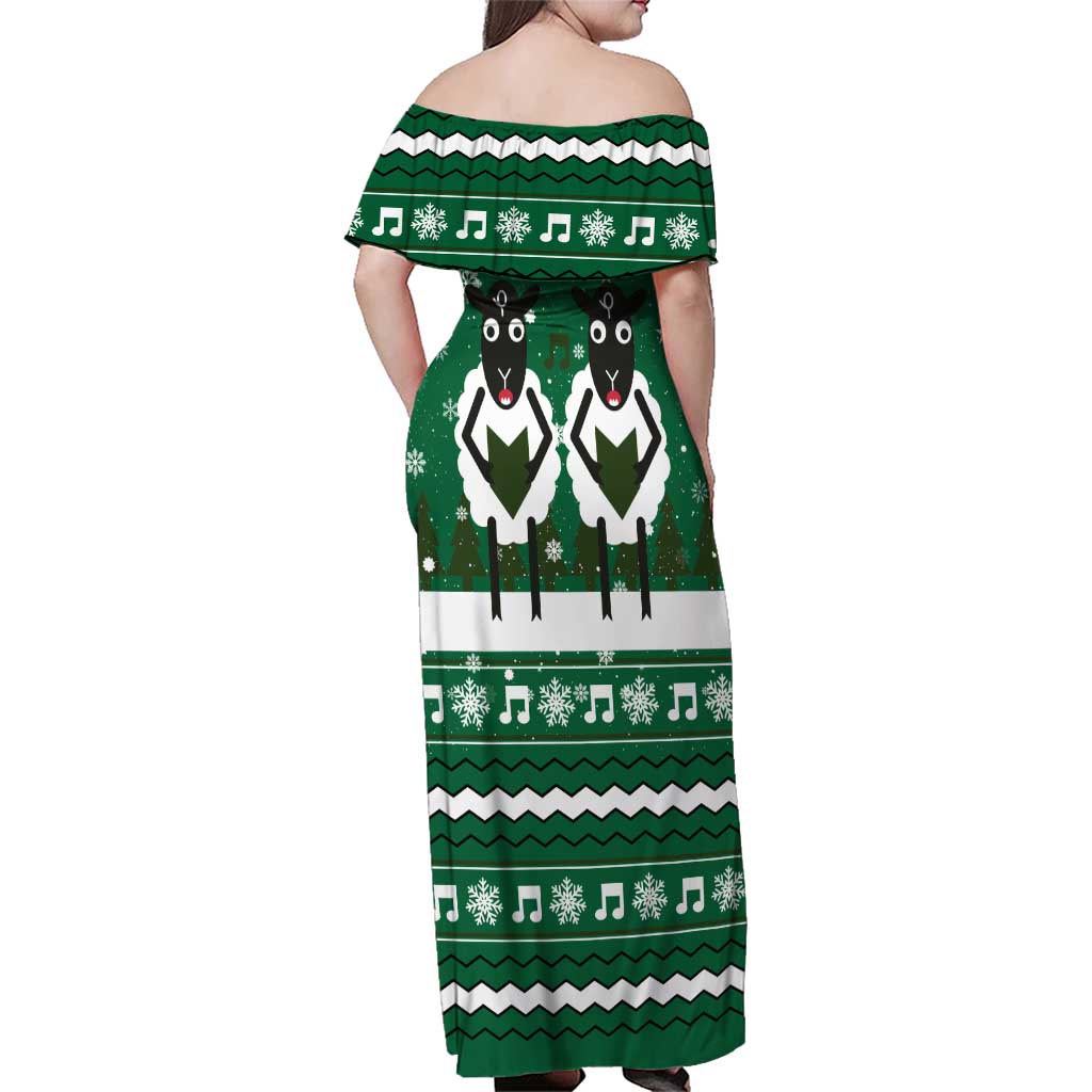 Sheep Baaa Humbug Christmas Family Matching Off Shoulder Maxi Dress and Hawaiian Shirt Xmas Holiday Patterns - Wonder Print Shop