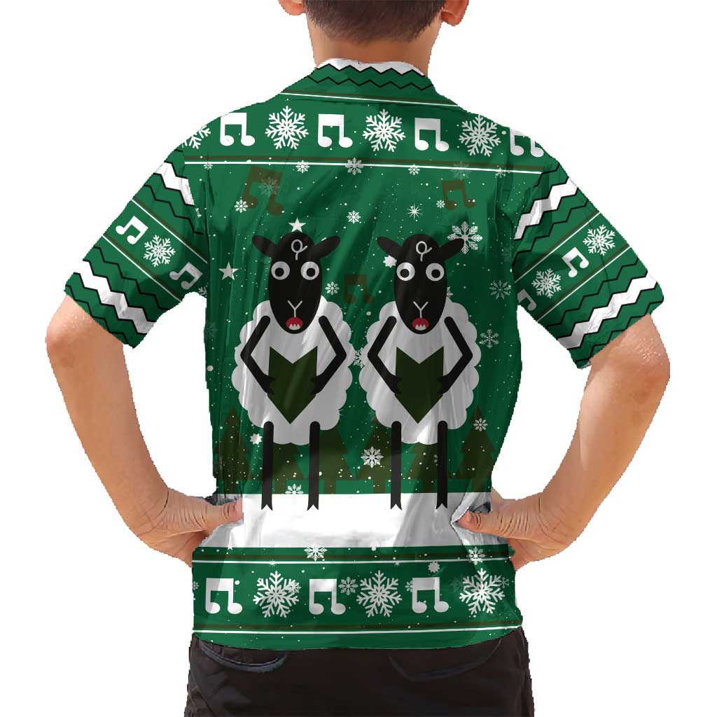Sheep Baaa Humbug Christmas Family Matching Off Shoulder Short Dress and Hawaiian Shirt Xmas Holiday Patterns - Wonder Print Shop