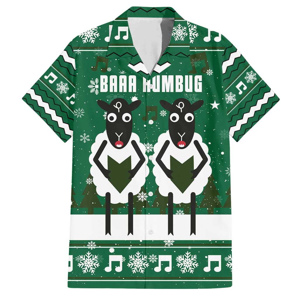 Sheep Baaa Humbug Christmas Family Matching Off Shoulder Short Dress and Hawaiian Shirt Xmas Holiday Patterns - Wonder Print Shop