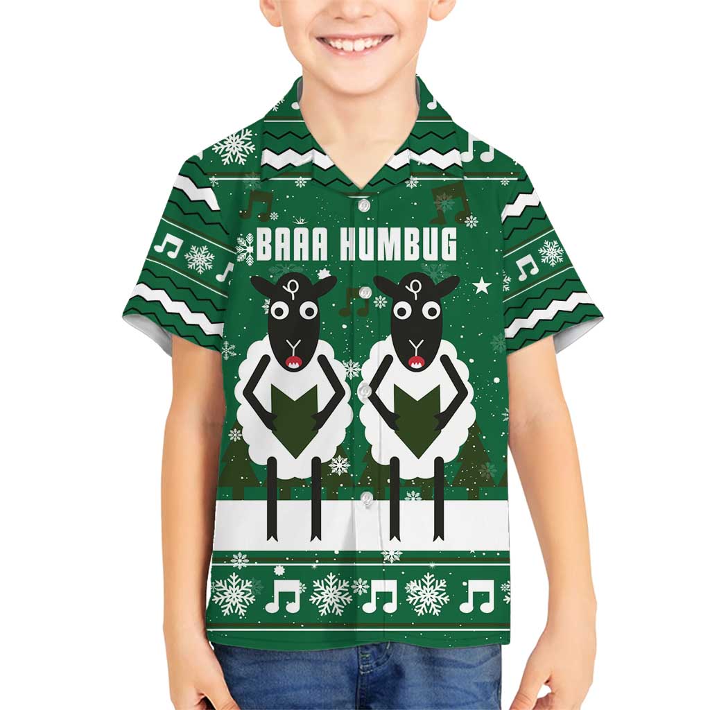 Sheep Baaa Humbug Christmas Family Matching Off Shoulder Short Dress and Hawaiian Shirt Xmas Holiday Patterns - Wonder Print Shop
