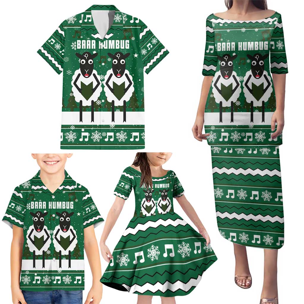 Sheep Baaa Humbug Christmas Family Matching Puletasi and Hawaiian Shirt Xmas Holiday Patterns - Wonder Print Shop