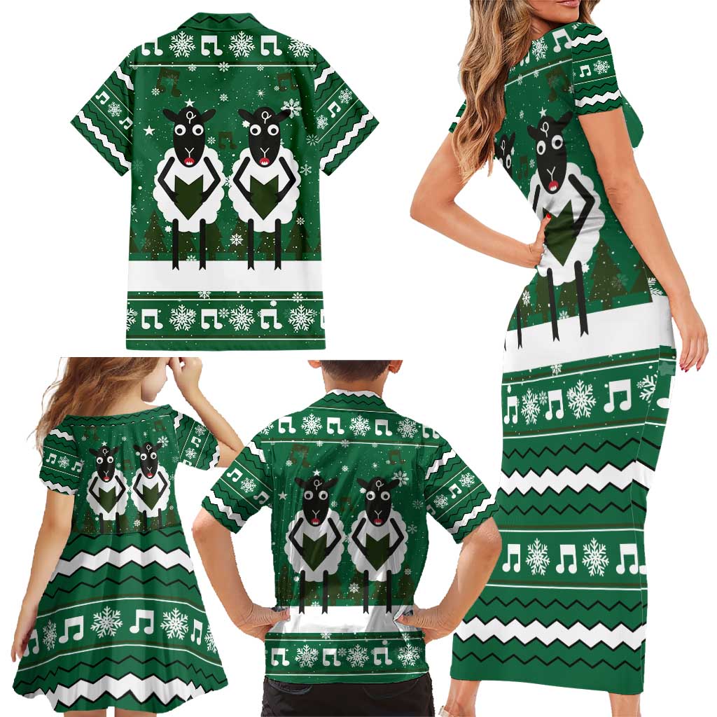Sheep Baaa Humbug Christmas Family Matching Short Sleeve Bodycon Dress and Hawaiian Shirt Xmas Holiday Patterns - Wonder Print Shop