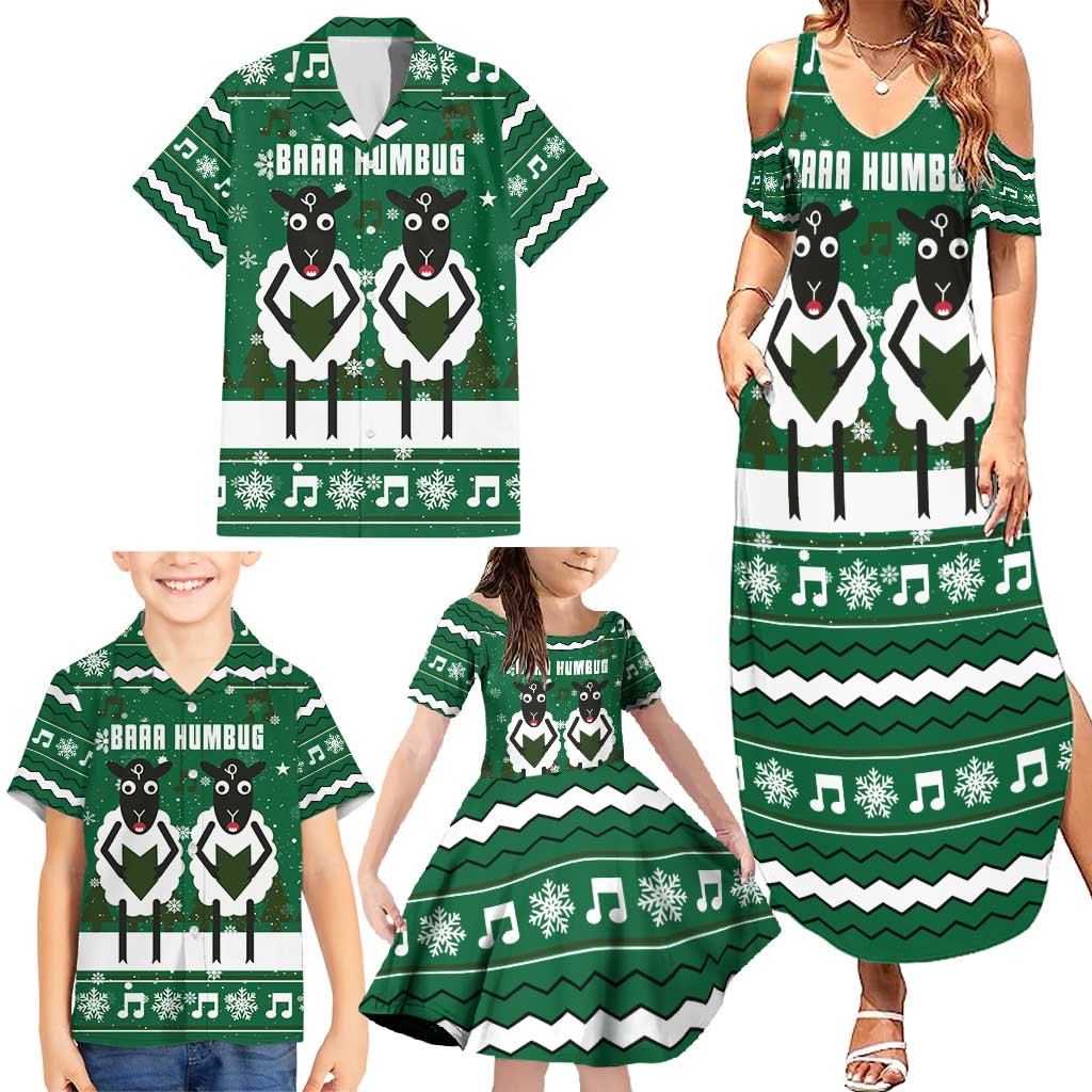 Sheep Baaa Humbug Christmas Family Matching Summer Maxi Dress and Hawaiian Shirt Xmas Holiday Patterns - Wonder Print Shop