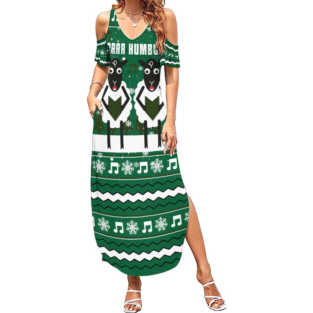 Sheep Baaa Humbug Christmas Family Matching Summer Maxi Dress and Hawaiian Shirt Xmas Holiday Patterns - Wonder Print Shop