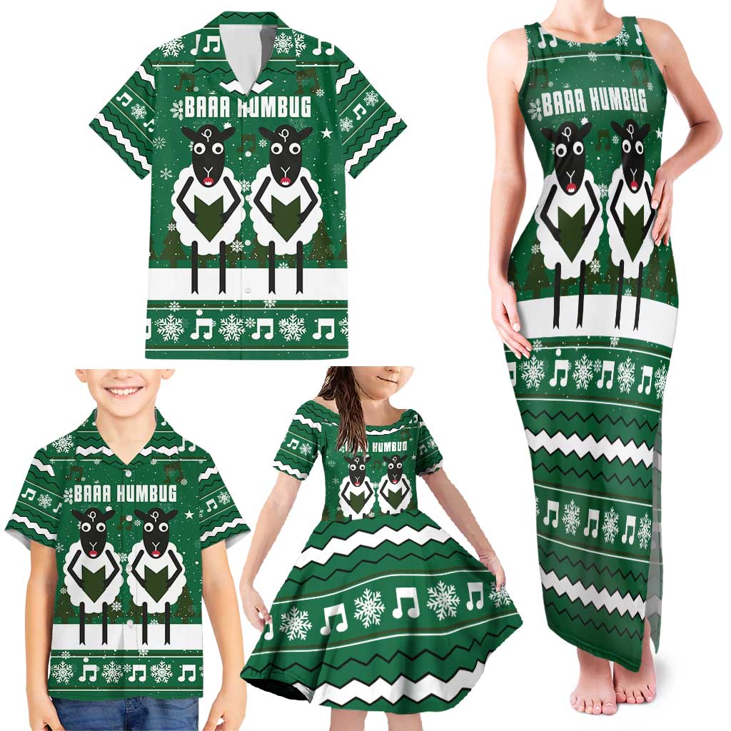 Sheep Baaa Humbug Christmas Family Matching Tank Maxi Dress and Hawaiian Shirt Xmas Holiday Patterns - Wonder Print Shop