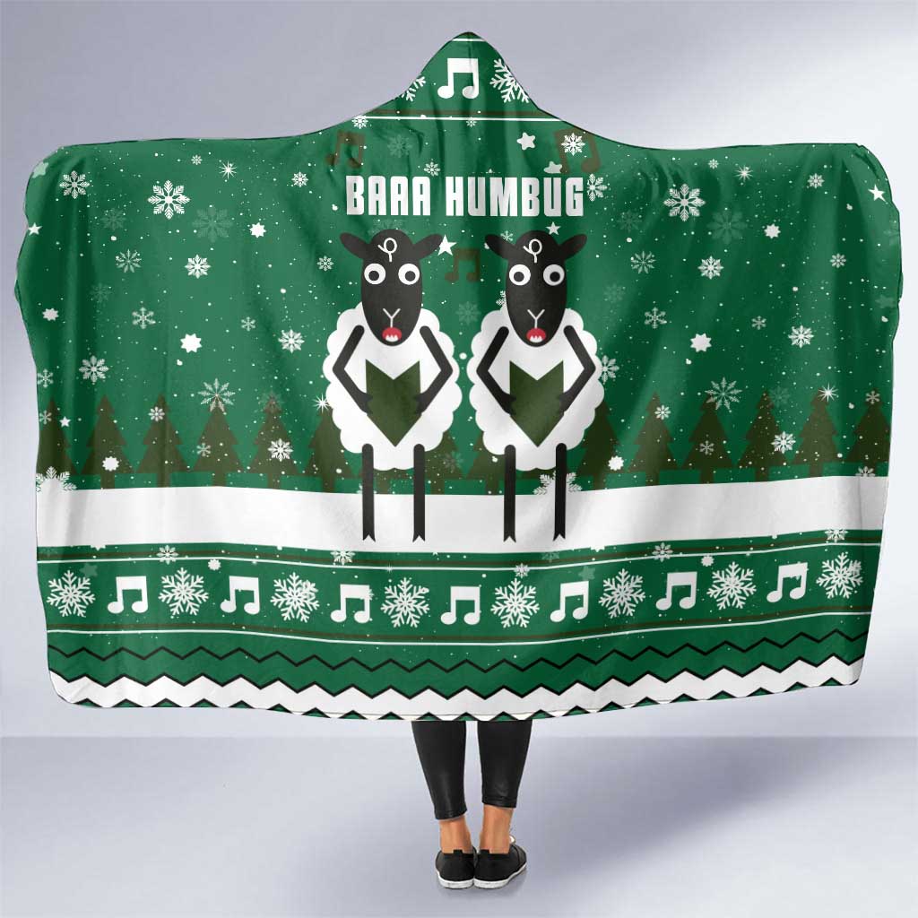 Sheep Baaa Humbug Christmas Hooded Blanket Xmas Holiday Patterns - Wonder Print Shop